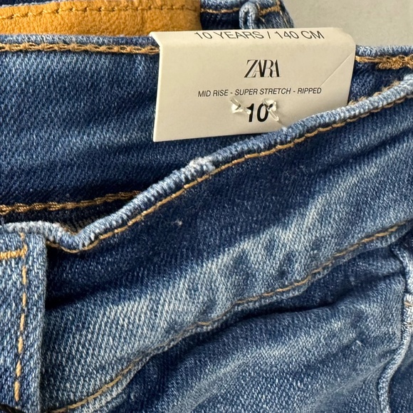 NWT Zara Kids Girls Ripped Skinny Jeans Raw Hem – Size 10 - Picture 7 of 14